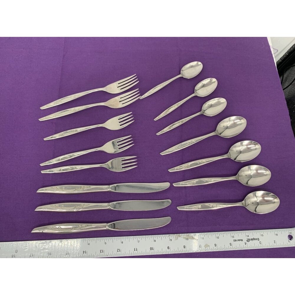 International Co Stainless Flatware 15 Pc Set Radiant Rose